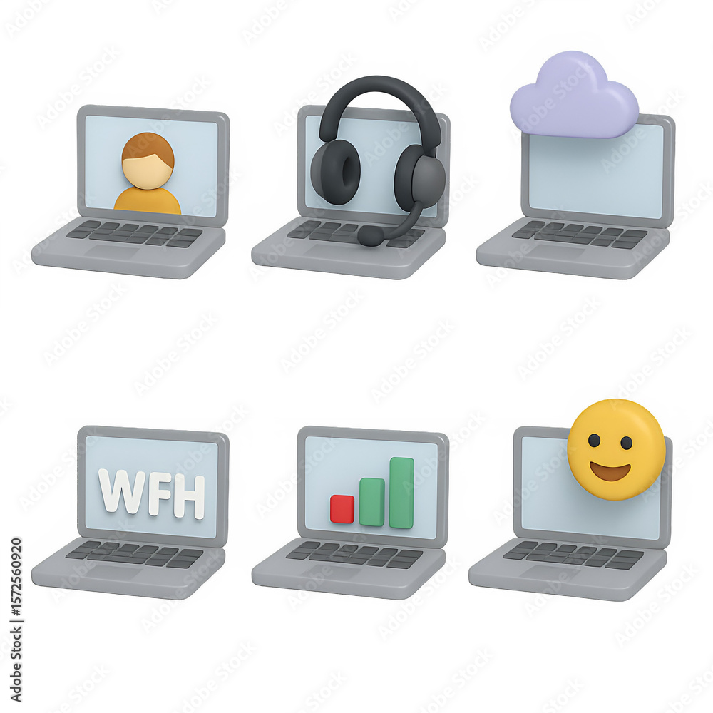 Fototapete 3D Isometric UI UX Laptop Icon Set  High-Quality Transparent Background Assets for Modern Web and App Design