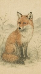 Obraz premium Elegant fox in nature illustration.