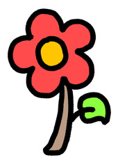 red flower hand-drawn cute illustration transparent background png