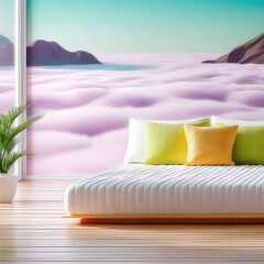 Serene Bedroom with Mountain and Cloud View