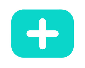 Obraz premium Teal Rounded Square Plus Icon Simple Flat Design SVG