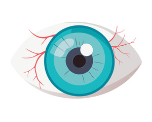 Stylized Vector Illustration of a Front-Facing Human Eye with Bloodshot Appearance