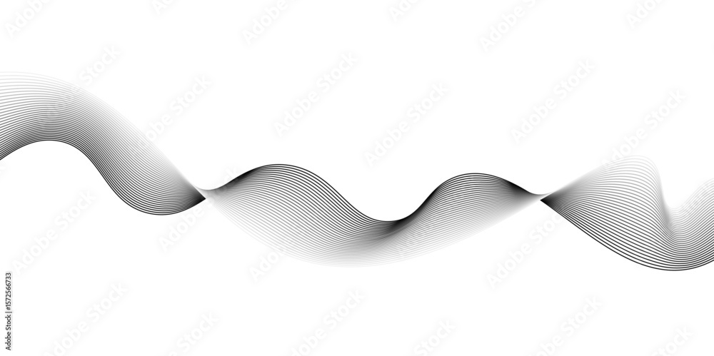 Aufkleber abstract grey wave lines on transparent background. grey wave swirl, frequency sound wave,twisted cu