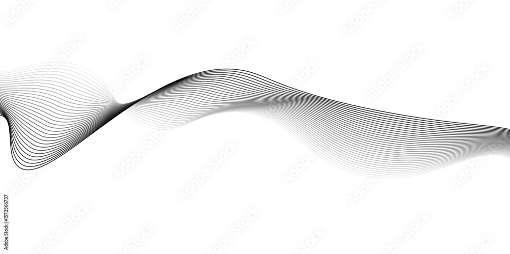 Poster abstract grey wave lines on transparent background. grey wave swirl, frequency sound wave,twisted cu