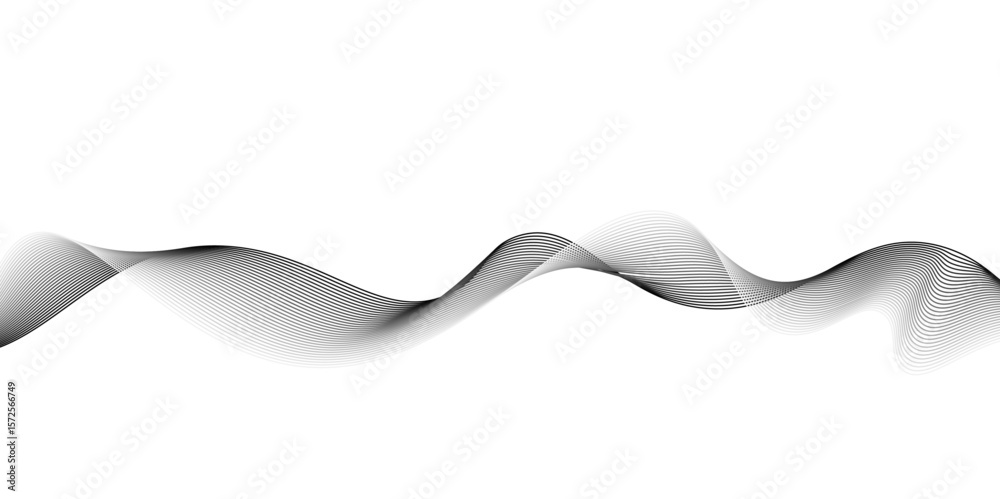 Aufkleber abstract grey wave lines on transparent background. grey wave swirl, frequency sound wave,twisted cu
