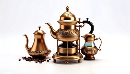 Ornate Brass Coffee & Tea Set, Vintage Style - Vintage/Retro