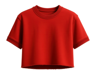 Boxy cropped t-shirt in bold red with raw hemline