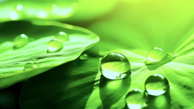 Close up macro shot of beautiful water drops on lotus leaf,leaves background.abstract detailed foliage.quietly poetic concepts.environmental and ecology