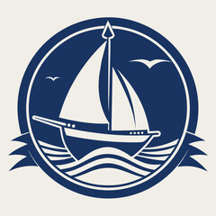 Wave and Sailboat Logo in Rope Ring