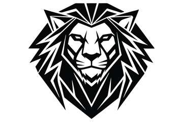 representation of a lion head with abstract mane is showcased in black