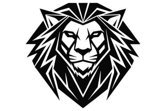 representation of a lion head with abstract mane is showcased in black