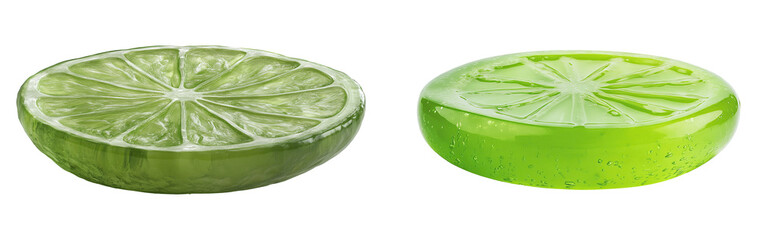 Set of lime slices isolated on transparent background. PNG