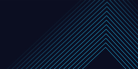 Abstract blue glowing geometric lines on dark background. Modern shiny blue rounded square lines pattern. Futuristic technology concept. Suit for poster, cover, banner, presentation, website, flyer