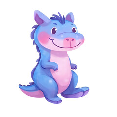 Fototapeta premium a single isolated pink and blue watercolor monster with a cute smile