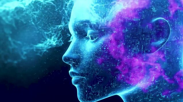  Artificial intelligence brain technology.Processing knowledge with big data