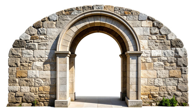 Archway with stone texture and shadow, isolated on transparent background PNG