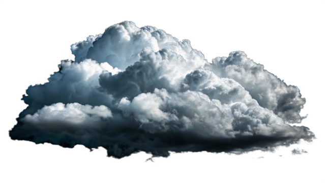 Isolated white cloud on black background for design element and weather forecast presentation use case