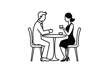 Couple Having Coffee at a Table Silhouette