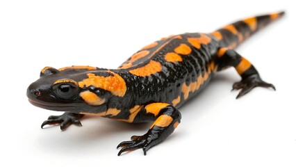 Obraz premium Fire salamander in animal isolated on a white background. AI GENERATED. 