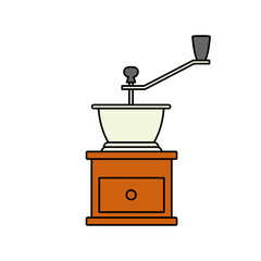 手動のコーヒーミルを描いたベクターイラスト｜白背景でシンプルな構成のグラフィック素材