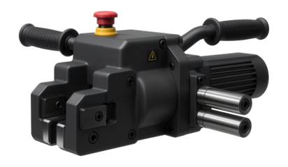 Industrial rebar cutter with dual cutting heads and automated feed for high-volume production in a steel mill.