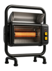 Obraz premium Freestanding infrared diesel heater with a tubular frame and high-efficiency reflector for agricultural processing facilities.