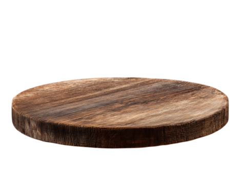 An inviting overhead shot, revealing a natural wooden plank perfect for displaying culinary creations. 