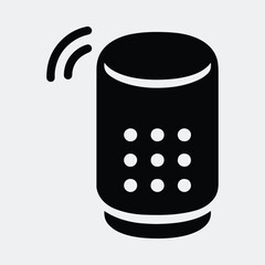 Silhouette smart speaker modern voice assistant technology vector illustration