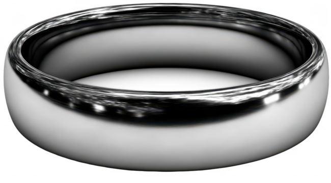 Sleek, rounded band ring, polished metal