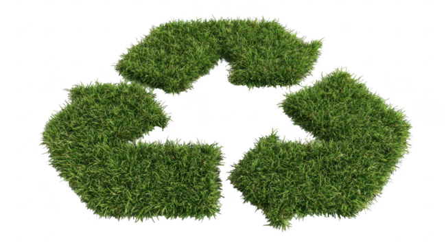 Green grass forms a recycling symbol