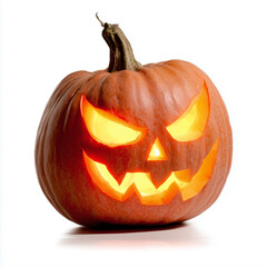 Halloween Pumpkin With Scary Lit Expression
