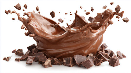 Splash of Melted Chocolate With Flying Chunks