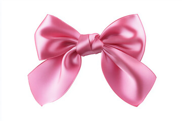 Small Glossy Pink Bow Tied in Center