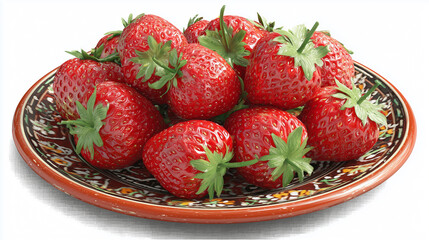 Strawberries With Glossy Skin on White Background