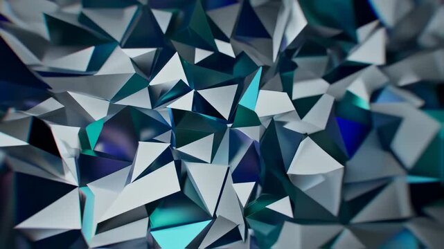 Abstract geometric background animation with low poly shapes in motion, modern design
