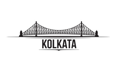Silhouette of Kolkata's Iconic Howrah Bridge A Symbol of the City's Heritage and Architectural Brilliance