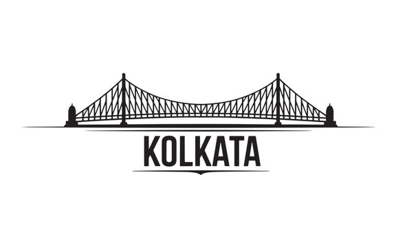 Silhouette of Kolkata's Iconic Howrah Bridge A Symbol of the City's Heritage and Architectural Brilliance