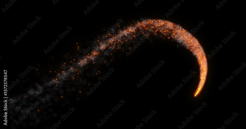 Sticker a trail of sparks left by a rocket. flight of fireworks. abstract animation.
