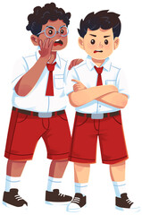 Boy Students Talking About Their Friend Illustration