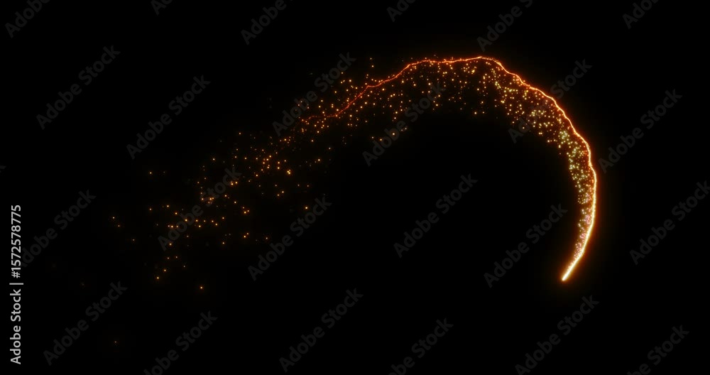 Sticker a trail of sparks left by a rocket. flight of fireworks. abstract animation.