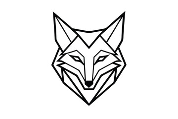 Geometric fox head is depicted with minimalist black lines over a clean white background