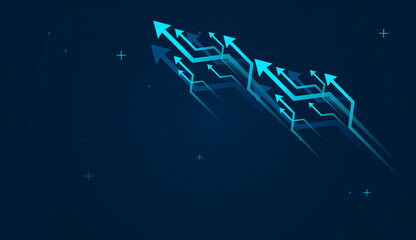 Obraz premium The glowing arrows emphasize a futuristic and high-tech atmosphere vector illustration. A set of Trend Arrow Up Stock Illustrations on dark blue background design