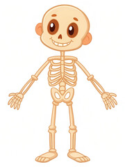 Children friendly Human full body skeleton on white background 