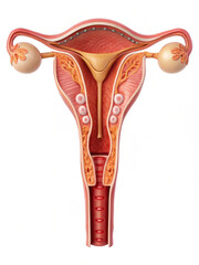 Human female reproduction system on white background 