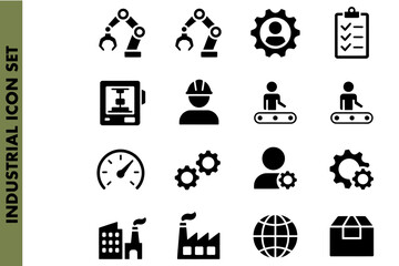 Industry icons representing automation, engineering, manufacturing and distribution logistics hub
