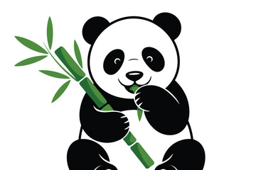 Adorable Panda Bear Eating Fresh Bamboo Shoots