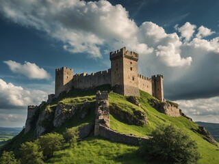 Ancient Stone Castle on Hilltop