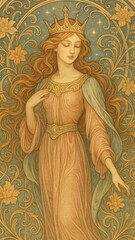 Obraz premium Elegant medieval queen illustration.