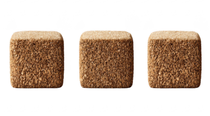 Three square brown objects, textured