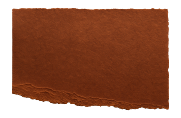Rectangular piece of brown torn paper with rough edges on transparent background.